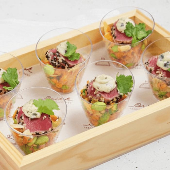 Seared Tuna, Edamame & Miso Carrot Salad Cups