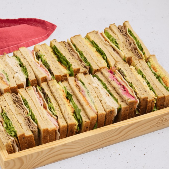 A regular gourmet sandwich platter of ten sandwiches